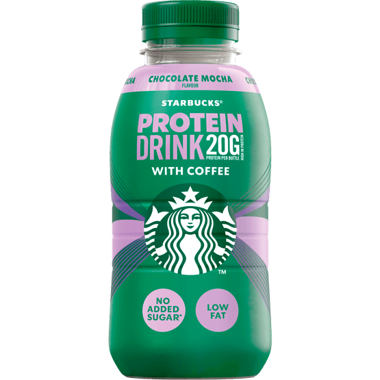 Foto van Starbucks Protein drink choc mocca op witte achtergrond