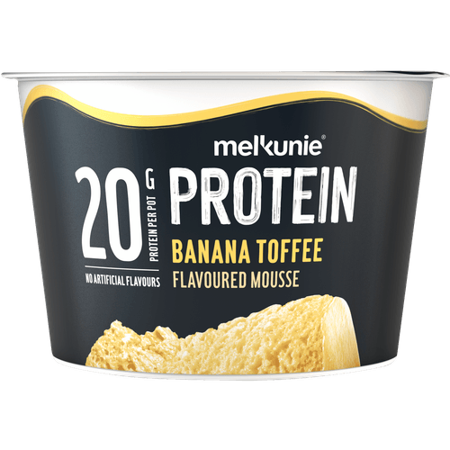 Foto van Melkunie Protein mousse banana toffee op witte achtergrond