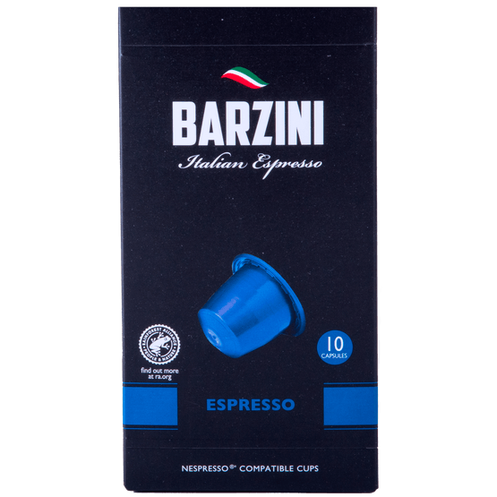 Foto van Barzini Koffiecups espresso 10 st. op witte achtergrond