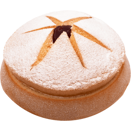 Foto van Wolkencake met aardbeien op witte achtergrond
