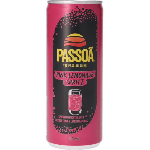 Foto van Passoa Lemonade spritz pink op witte achtergrond