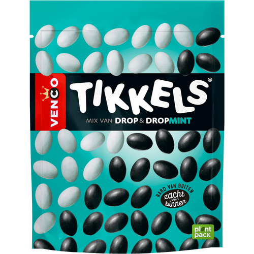 Foto van Venco Tikkels dropmint op witte achtergrond