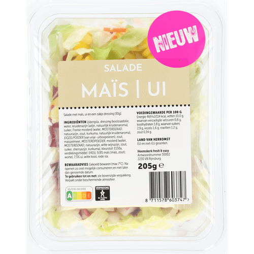 Foto van Fresh & easy Salade mais ui op witte achtergrond