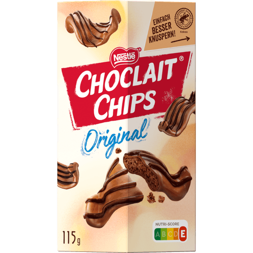 Foto van Nestlé Choclait chips melk op witte achtergrond