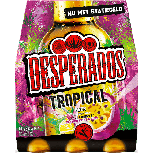 Foto van Desperados Tropical 6x33 cl op witte achtergrond