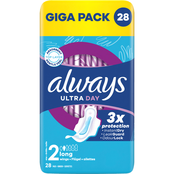 Foto van Always Maandverband ultra long op witte achtergrond