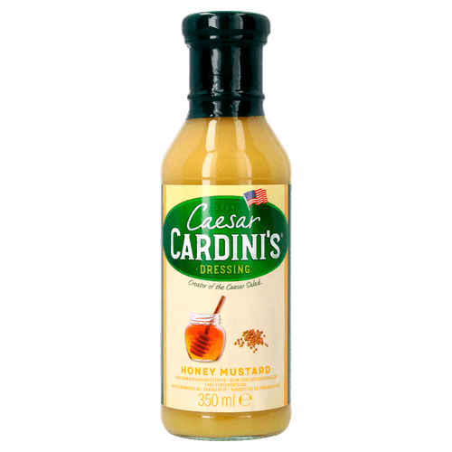 Foto van Cardini's Dressing honing mosterd op witte achtergrond