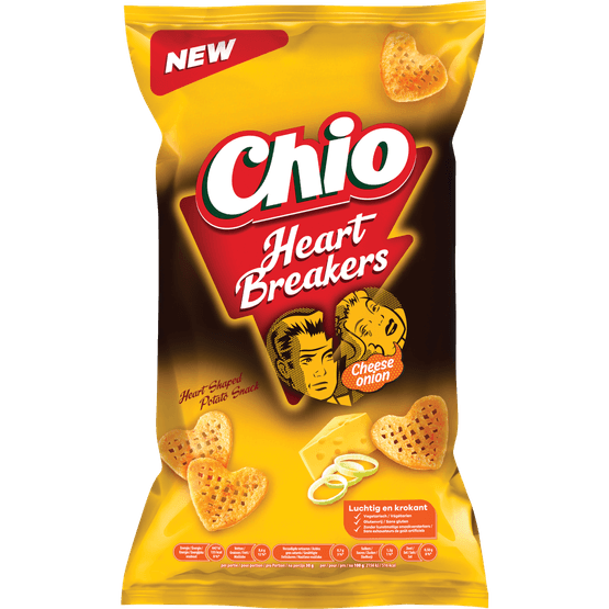 Foto van Chio Heartbreakers cheese onion op witte achtergrond