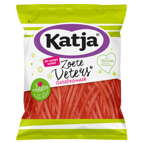 Foto van Katja Zoete veters aardbei op witte achtergrond
