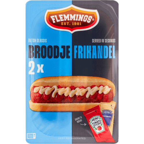 Foto van Flemmings Broodje frikandel op witte achtergrond