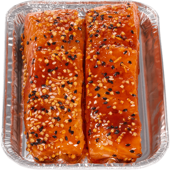 Foto van Zalmfilet teriyaki 2st op witte achtergrond