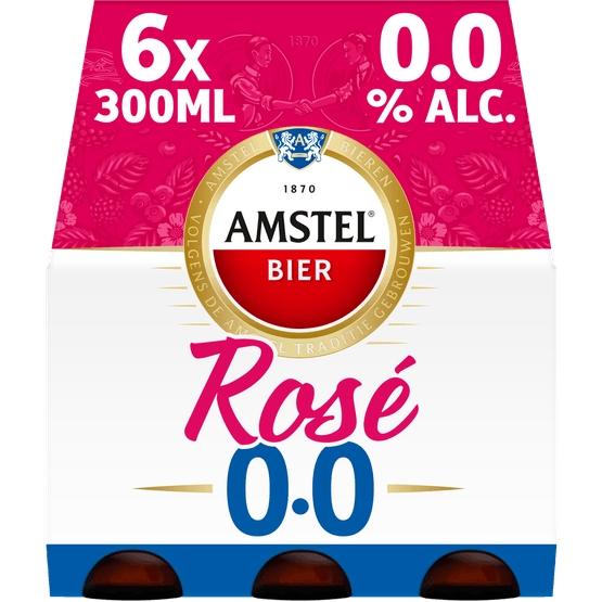 Foto van Amstel Rose 0.0 6x 33cl op witte achtergrond