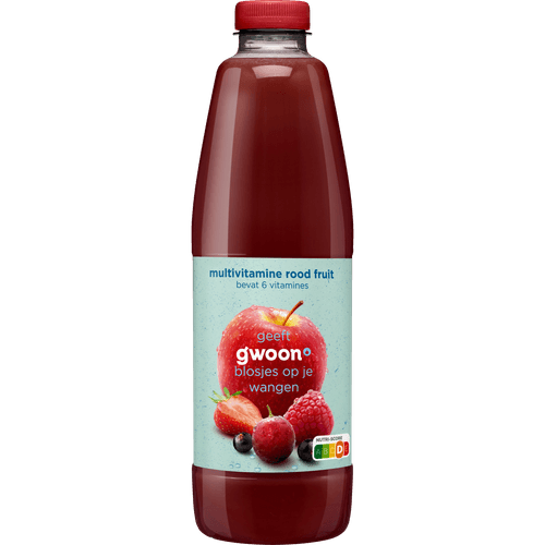 Foto van G'woon Multivitamine rood fruit op witte achtergrond