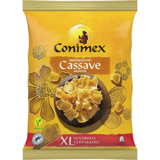 Foto van Conimex Kroepoek cassave op witte achtergrond