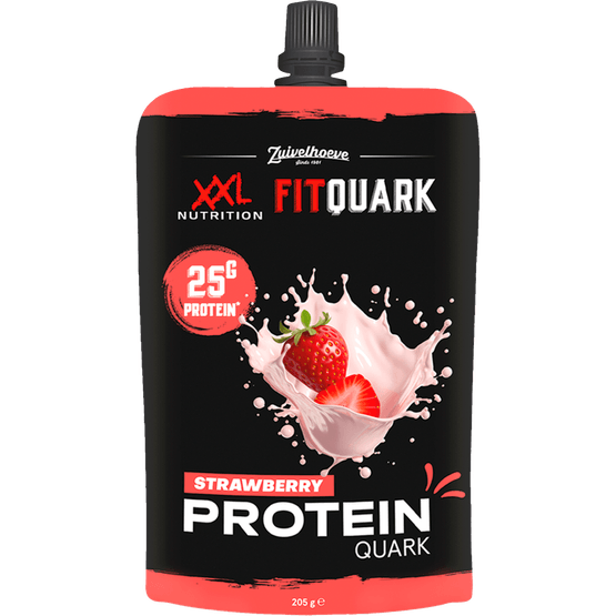 Foto van XXL FIT Protein quark strawberry op witte achtergrond
