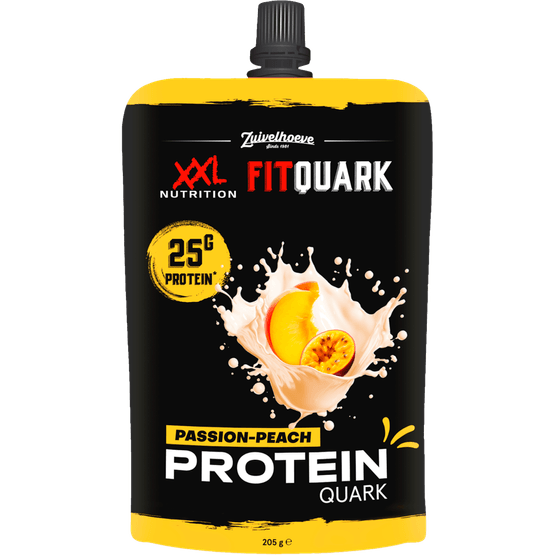 Foto van XXL FIT Protein quark passion peach op witte achtergrond