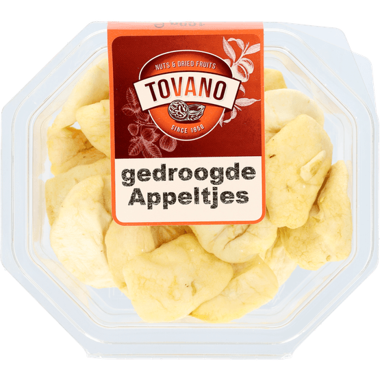 Foto van Tovano Gedroogde appel op witte achtergrond