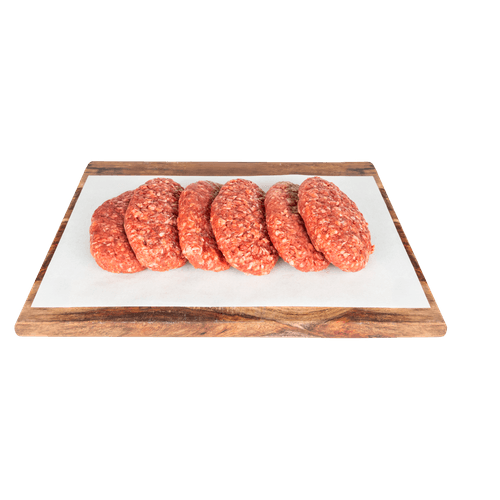 Foto van DekaVers runderhamburger met plantaardig eiwit op witte achtergrond
