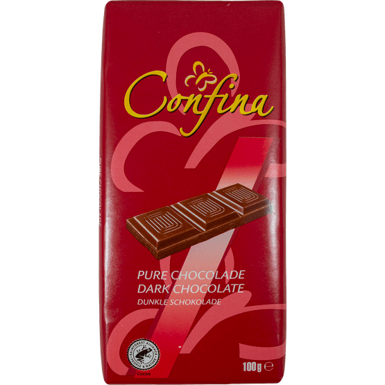 Foto van Confina Chocoladereep puur op witte achtergrond