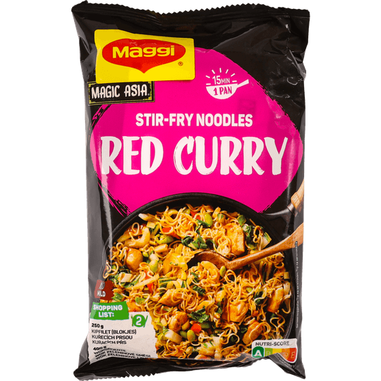 Foto van Maggi Roerbaknoedels red curry op witte achtergrond