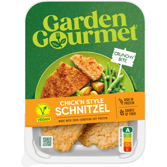 Foto van Garden Gourmet Chick n style schnitzel 2 stuks op witte achtergrond