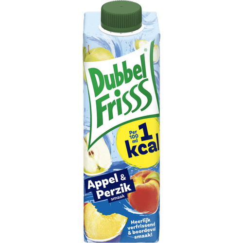 Foto van Dubbelfrisss Appel perzik 1kcal op witte achtergrond
