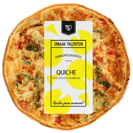 Foto van Coquerie Quiche broccoli parika en boerenkaas op witte achtergrond