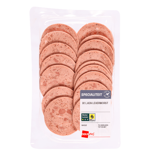 Foto van DekaVers Boeren leverworst op witte achtergrond
