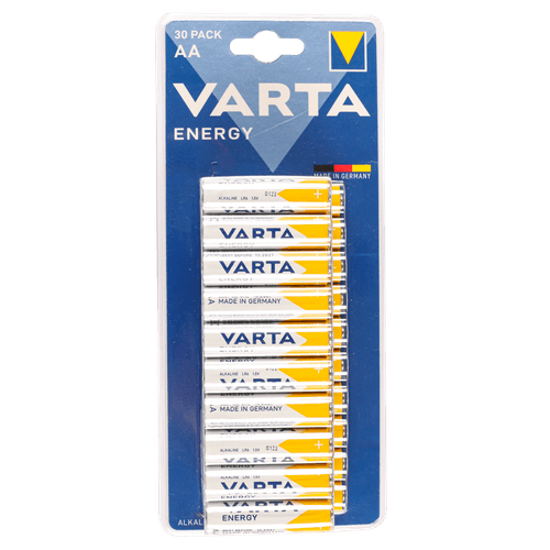 Foto van Varta Energy aa batterijen blister 30 op witte achtergrond