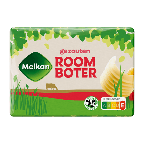 Foto van Melkan Roomboter gezouten op witte achtergrond