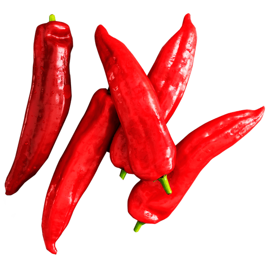Foto van 1 de Beste Zoete puntpaprika rood op witte achtergrond