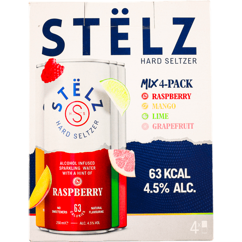 Foto van Hard seltzer mixpack 4x25cl op witte achtergrond