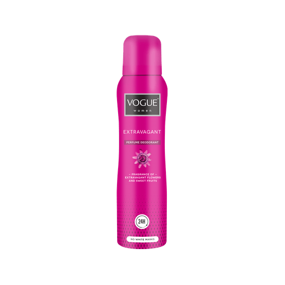 Foto van Vogue Deospray extravagant op witte achtergrond