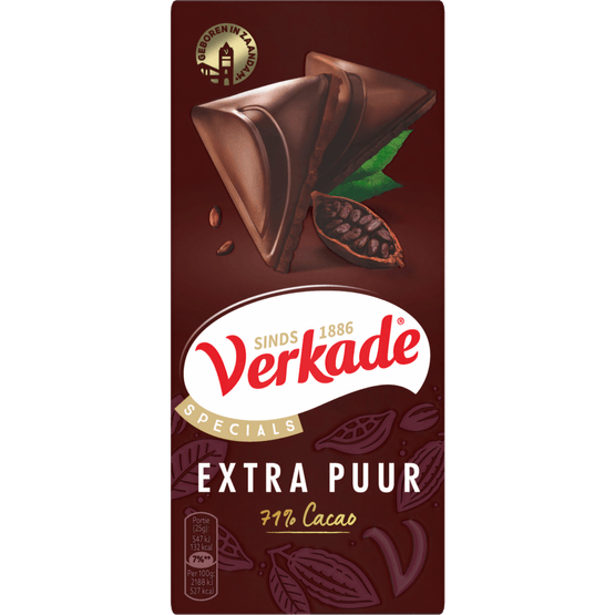 Foto van Verkade Chocoladereep extra puur op witte achtergrond