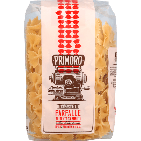 Foto van Primoro Pasta farfalle op witte achtergrond