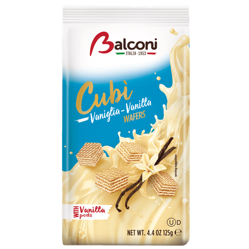 Foto van Balconi Cubi wafers vanille op witte achtergrond