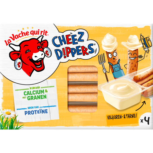 Foto van La Vache Qui Rit Cheez dippers licht volkoren op witte achtergrond