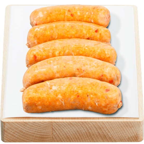 Foto van Vleeschmeesters Braadworst paprika 5 st. op witte achtergrond