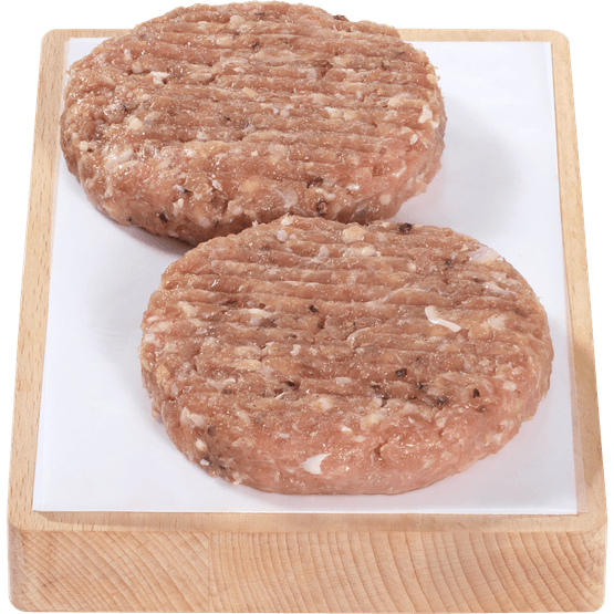 Foto van Vleeschmeesters Kip kalkoen burger 2st op witte achtergrond