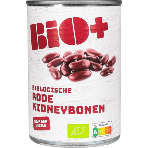 Foto van Bio+ Rode kidney bonen op witte achtergrond