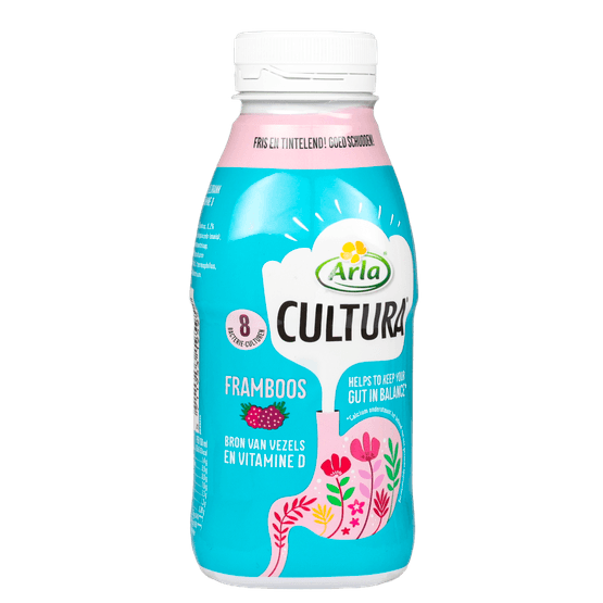 Foto van Arla Cultura drink framboos op witte achtergrond
