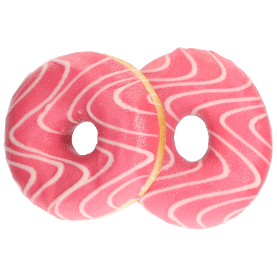 Foto van Vers Roze donut aardbei vulling op witte achtergrond
