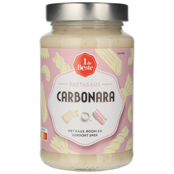 Foto van 1 de Beste Pastasaus carbonara op witte achtergrond