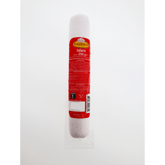 Foto van Slagerhuis Salami op witte achtergrond