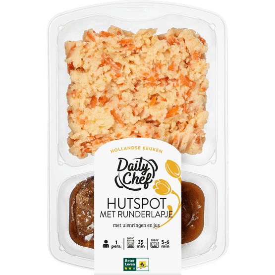 Foto van Daily Chef Hutspot met hachee op witte achtergrond