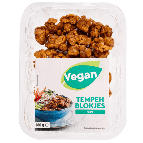 Foto van GoodBite Tempeh blokjes ketjap op witte achtergrond