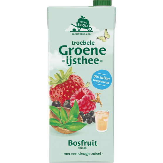 Foto van Van de Boom Troebele groene thee bosfruit op witte achtergrond