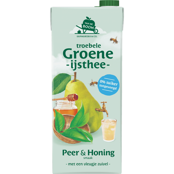 Foto van Van de Boom Troebele groene thee peer op witte achtergrond