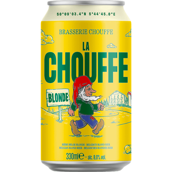 Foto van La Chouffe Blond op witte achtergrond