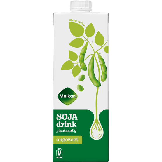 Foto van Melkan Soja drink ongezoet op witte achtergrond